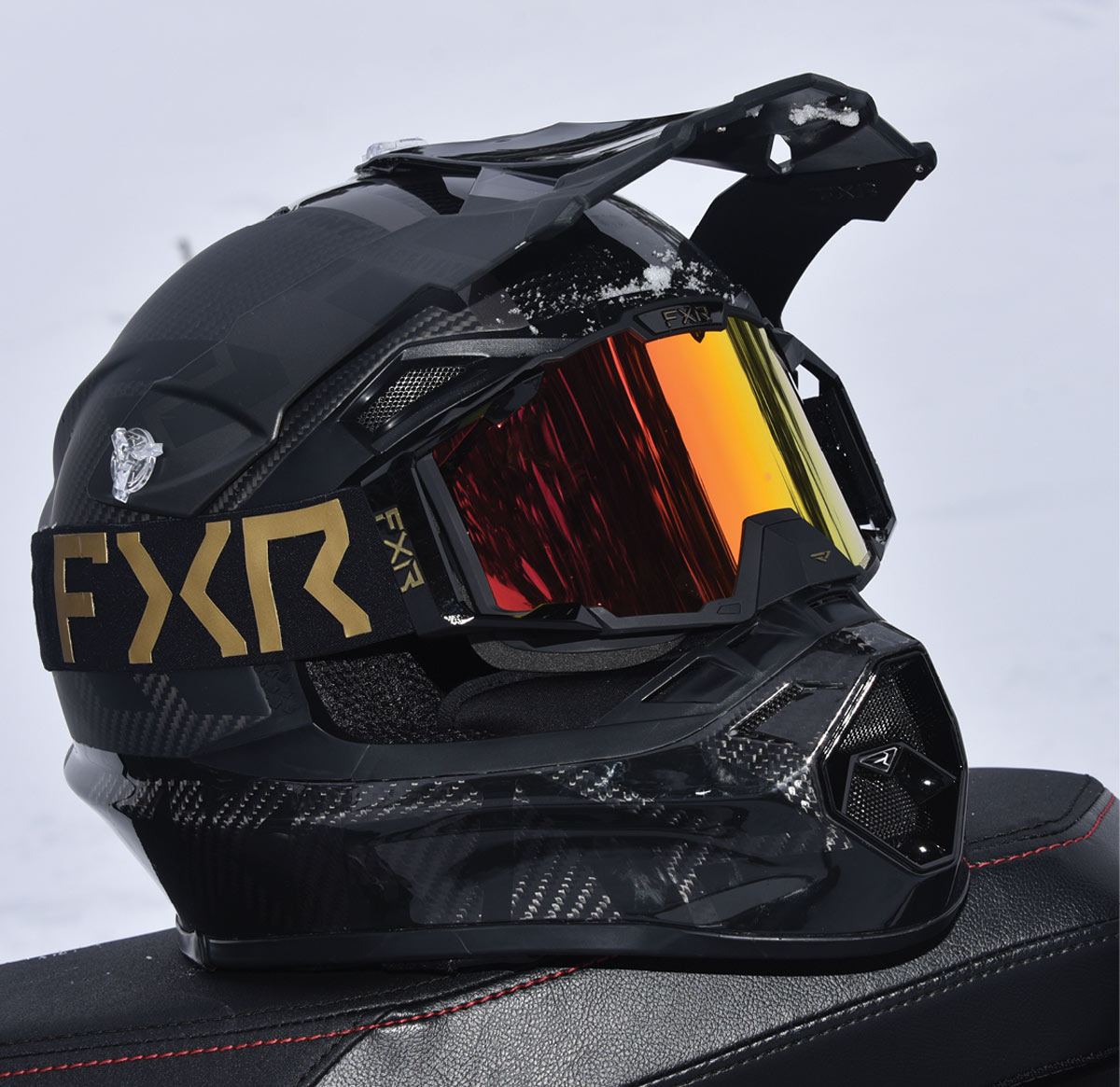 FXR goggles on helmet
