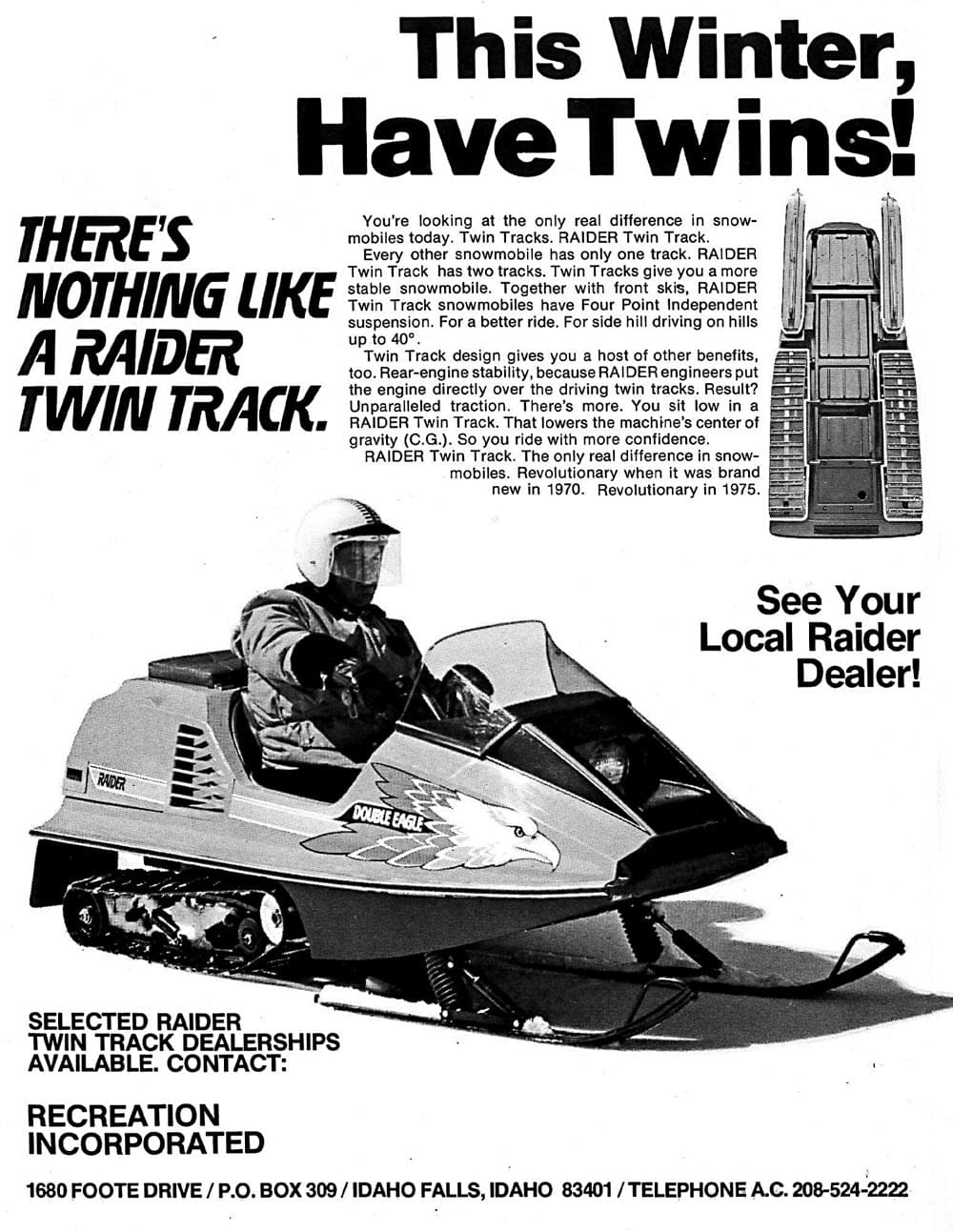 black and white Raider advertisement from the 70s