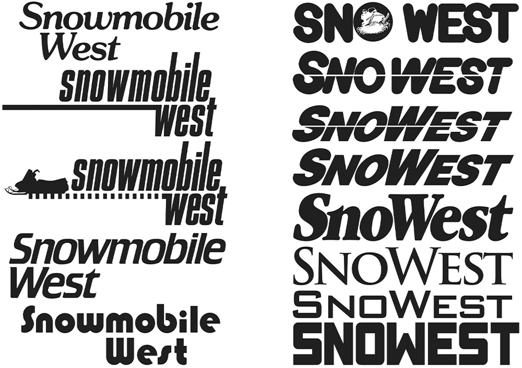 Snowmobile West past logo iterations 